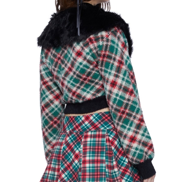 Sugar Thrillz Holiday Party Plaid Cardigan - Size S - Picture 5 of 9